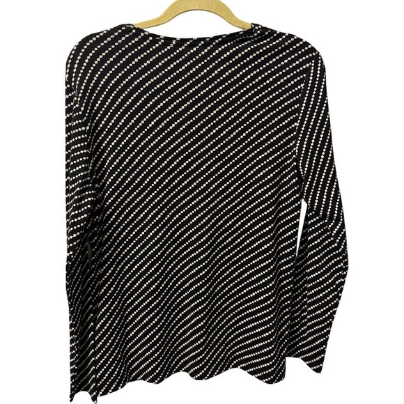 Chicos Womens Diagonal Stripe V-Neck Long Sleeve Top Size L Black & White 100% C - Picture 7 of 12